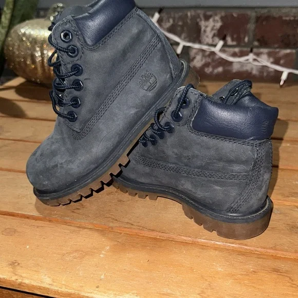 Timberland Boys Premium Combat Boots Black Leather Waterproof Size 10 - Picture 3 of 5